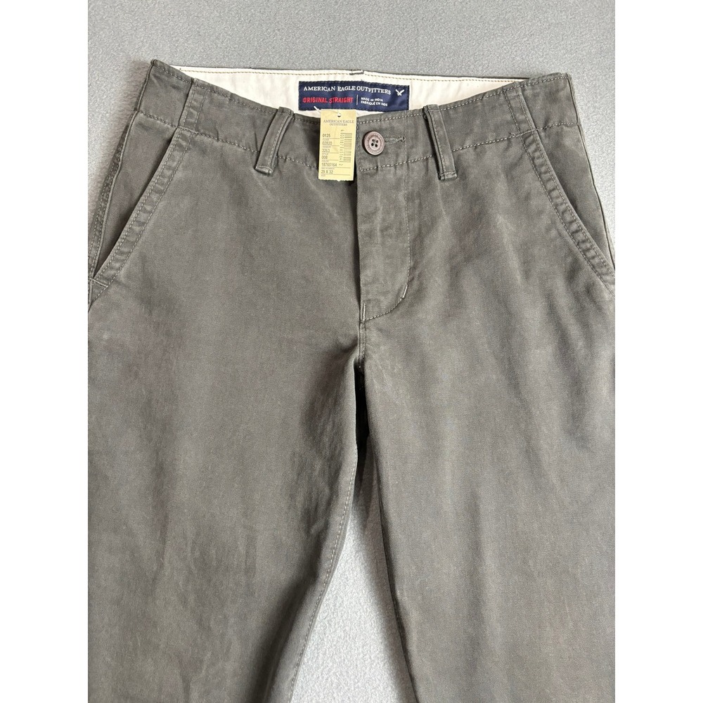 American Eagle Original Straight Chino Khaki Pants Mens 29x32 Gray Cotton NWT
